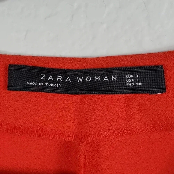 Zara Flowy Red Short Sleeve Dress Size Large Summer Party - Picture 8 of 8